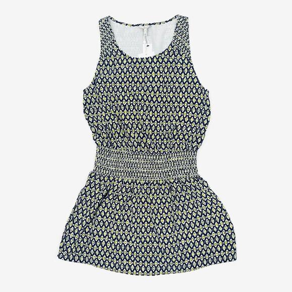 Joie Lawska Mini Dress Medium Blue Silk Geometric Casual Boho Chic Softcore - Picture 5 of 14